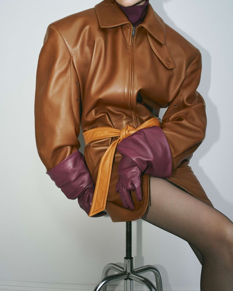 belted jacket in lambskin