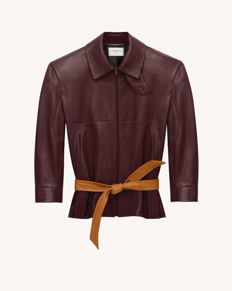 belted jacket in lambskin
