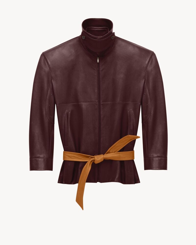 belted jacket in lambskin