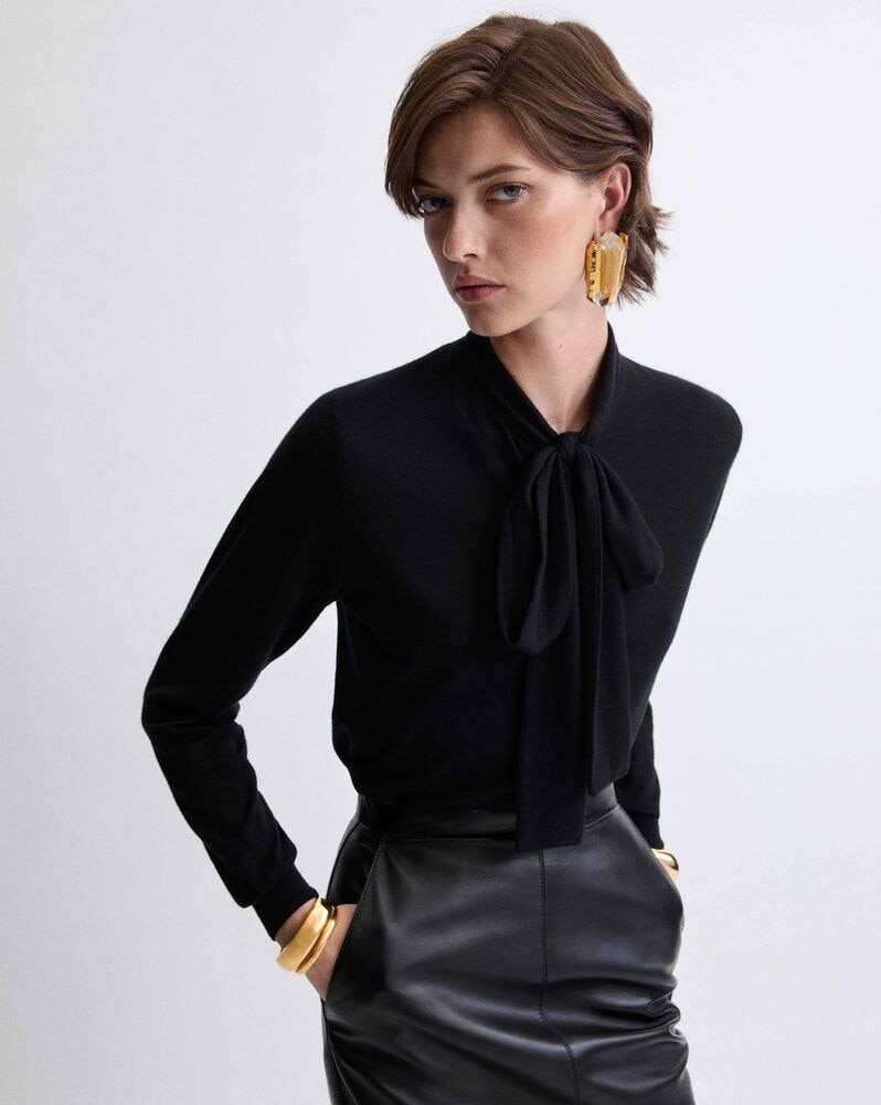 lavallière cardigan in cashmere, wool, and silk