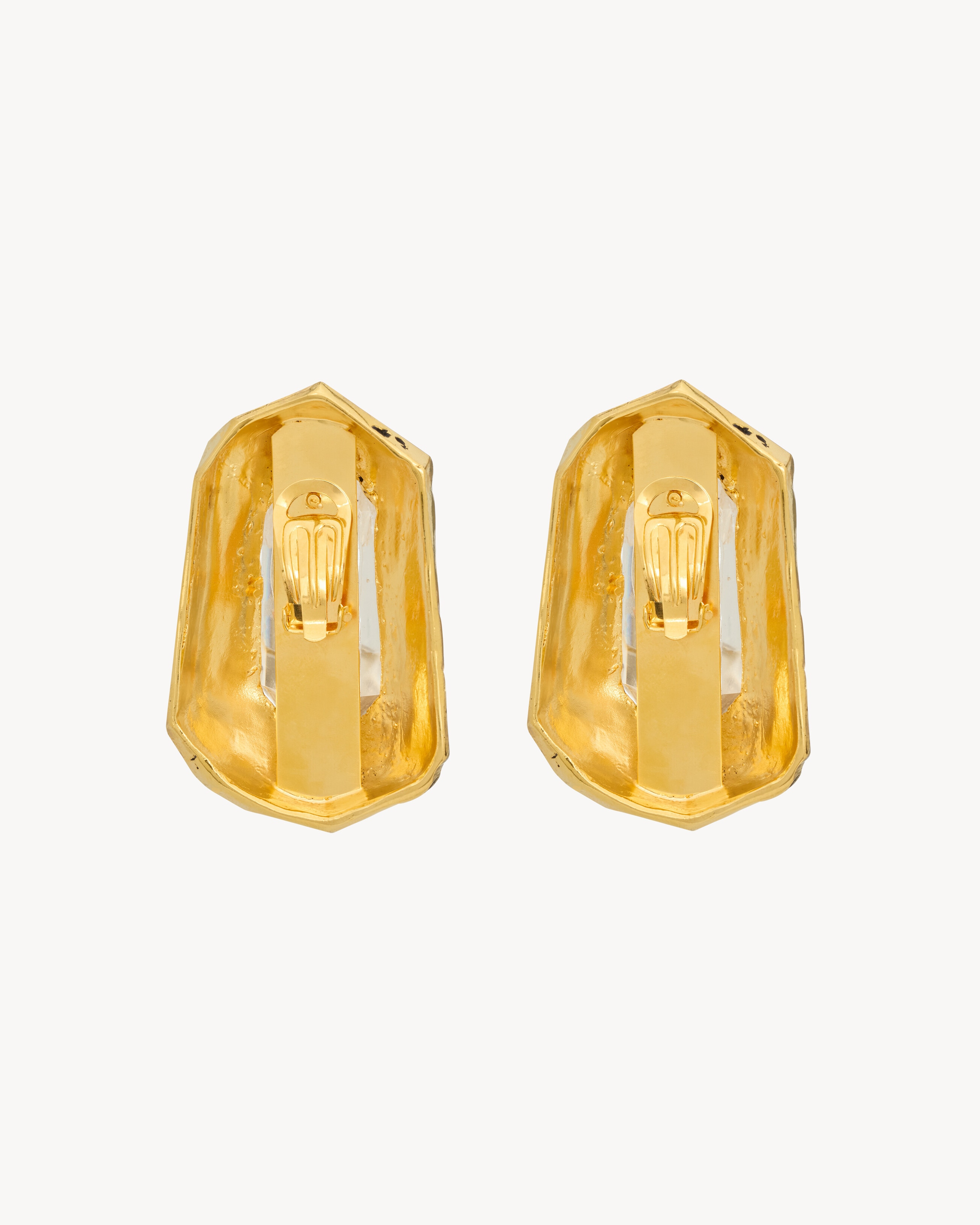 pitted earrings in crystal rock and metal