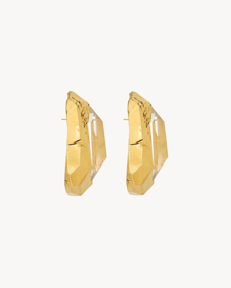 pitted earrings in crystal rock and metal