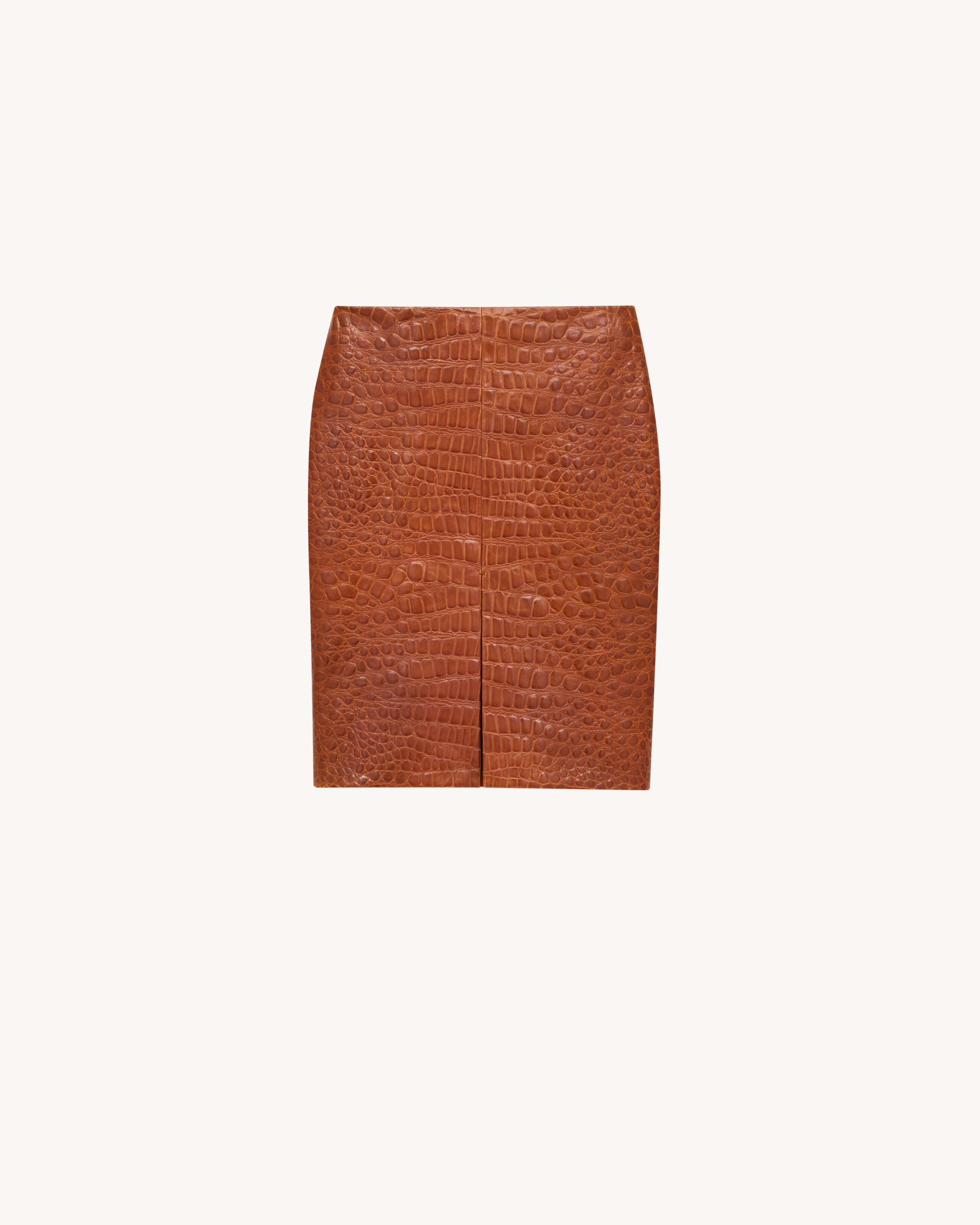 pencil skirt in crocodile-embossed leather