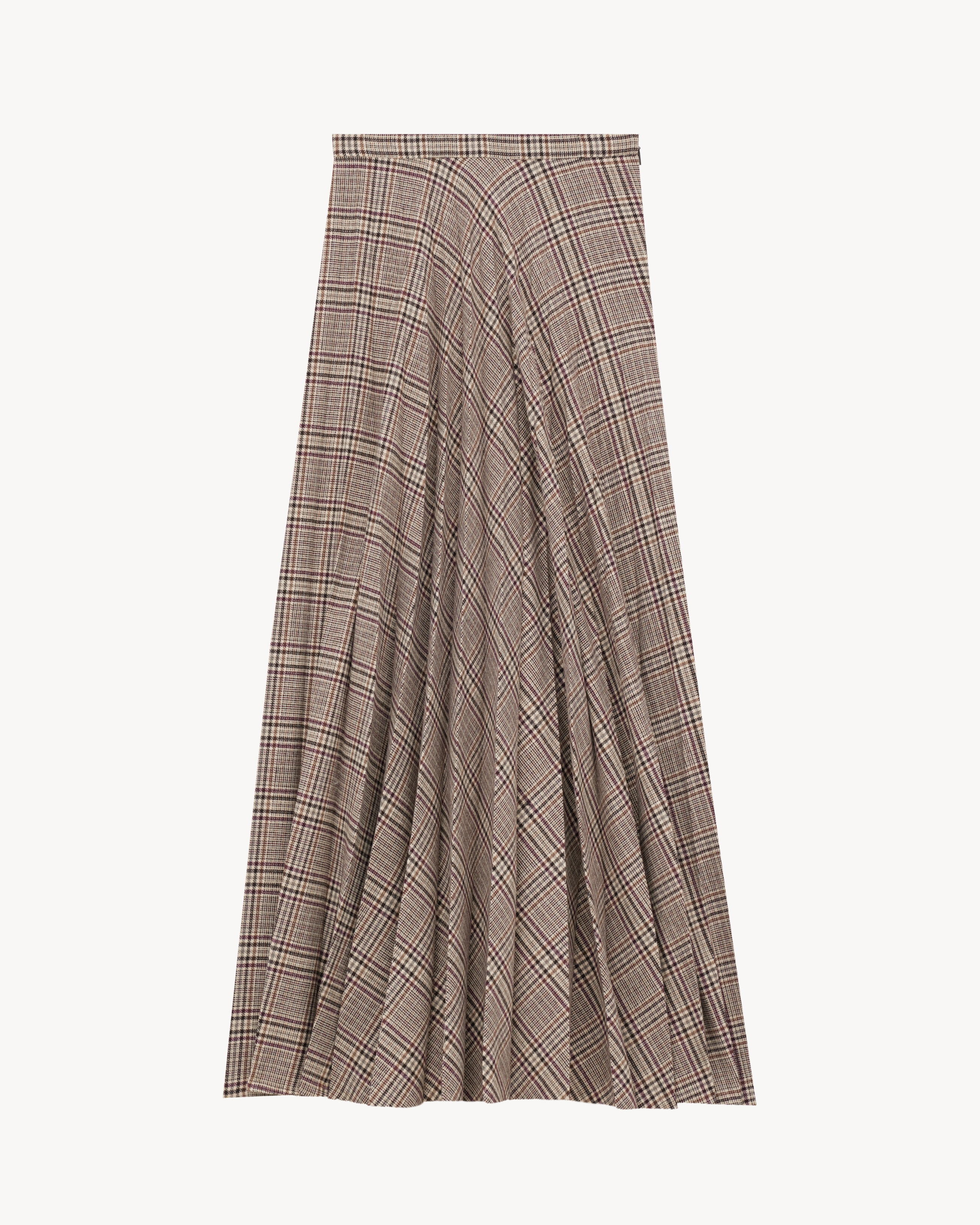 pleated maxi skirt in prince of wales check