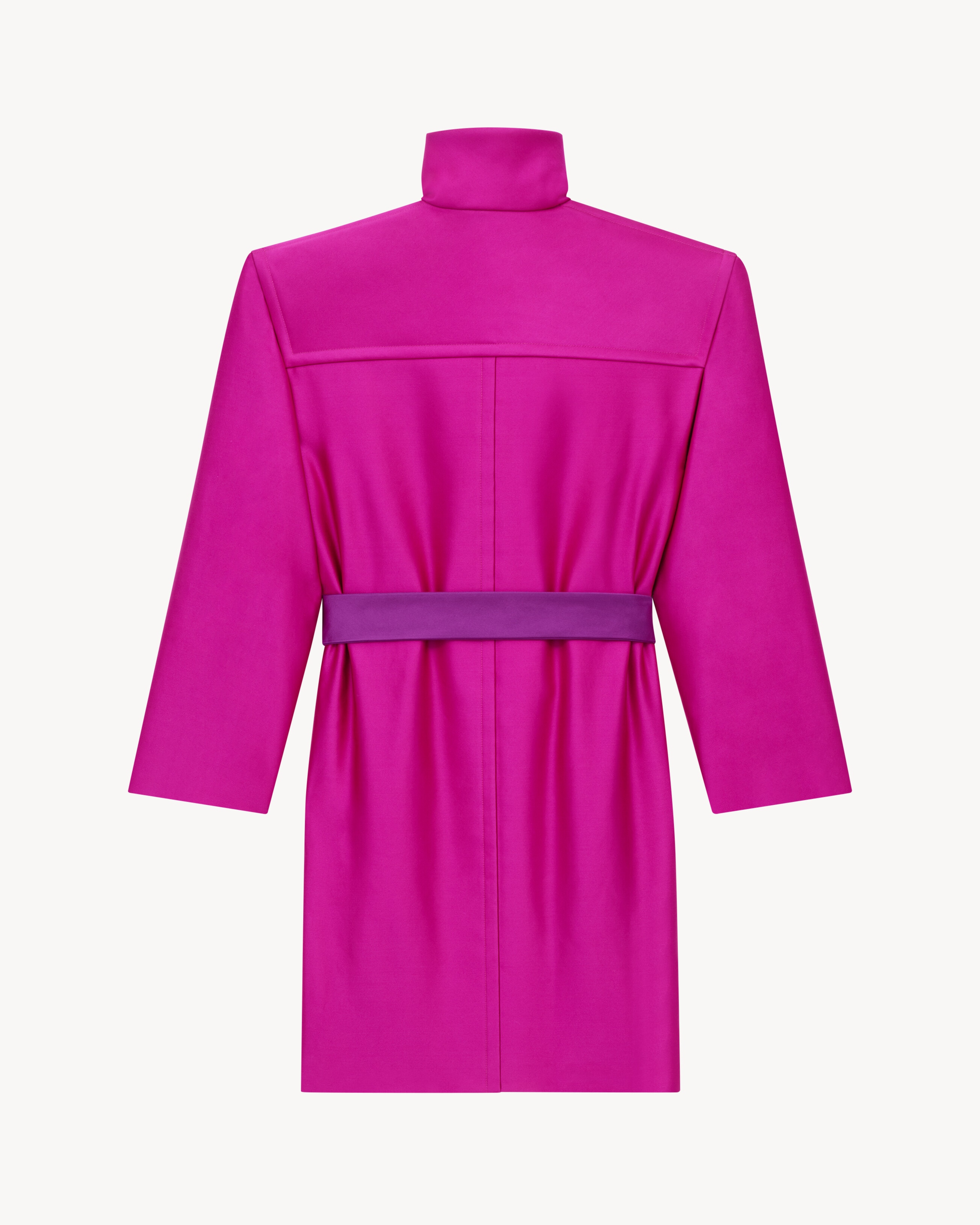 boxy belted coat in silk satin