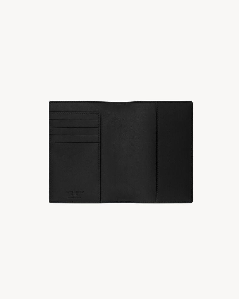 Saint Laurent Paris passport case in ripple leather