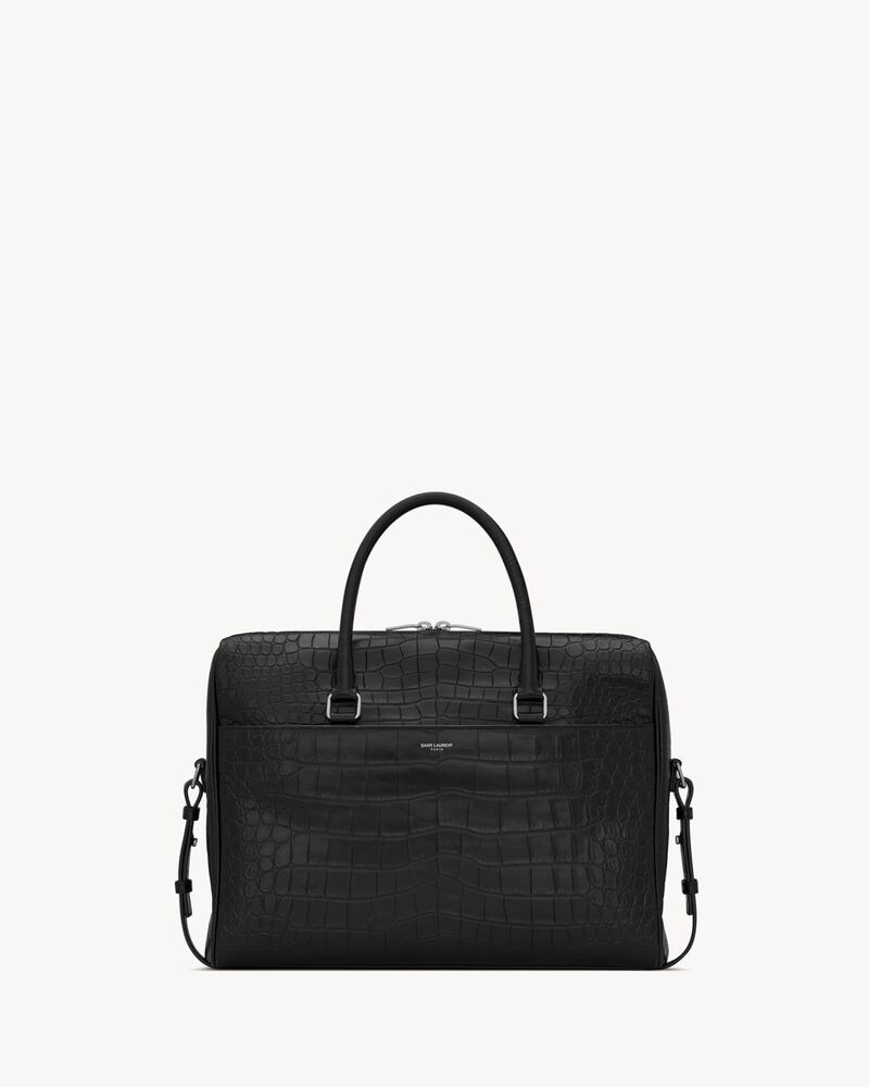 DUFFLE SAINT LAURENT briefcase bag in crocodile-embossed matte leather