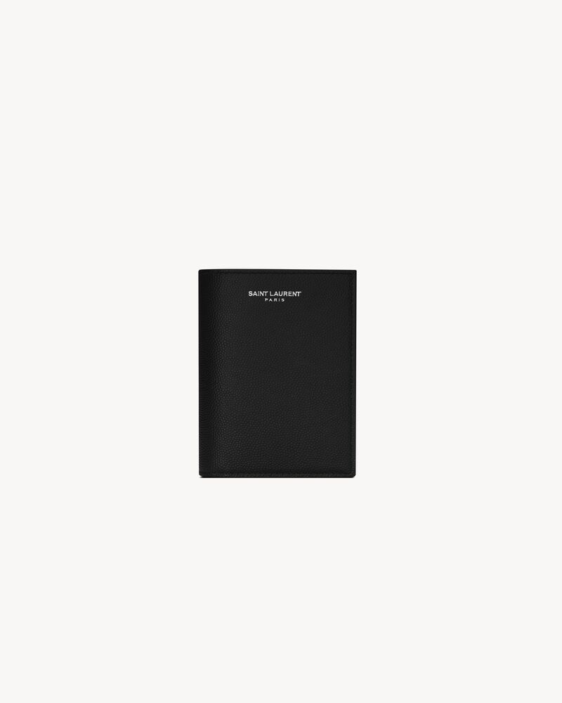 SAINT LAURENT PARIS credit card wallet in grain de poudre leather