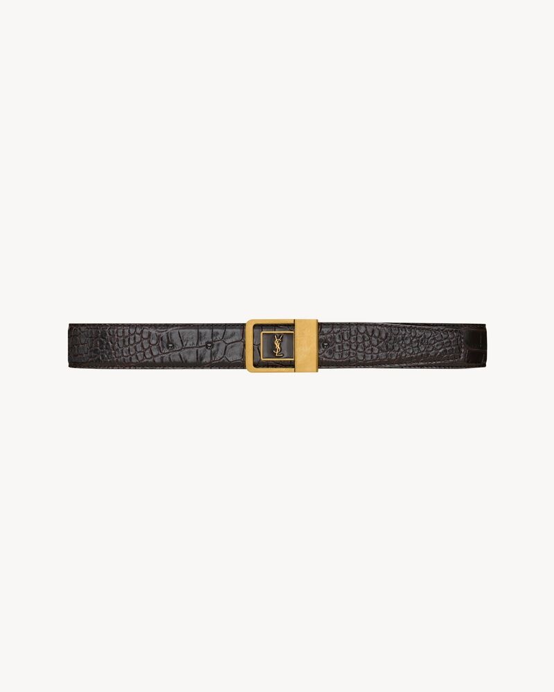 LA 66 buckle belt in crocodile-embossed leather