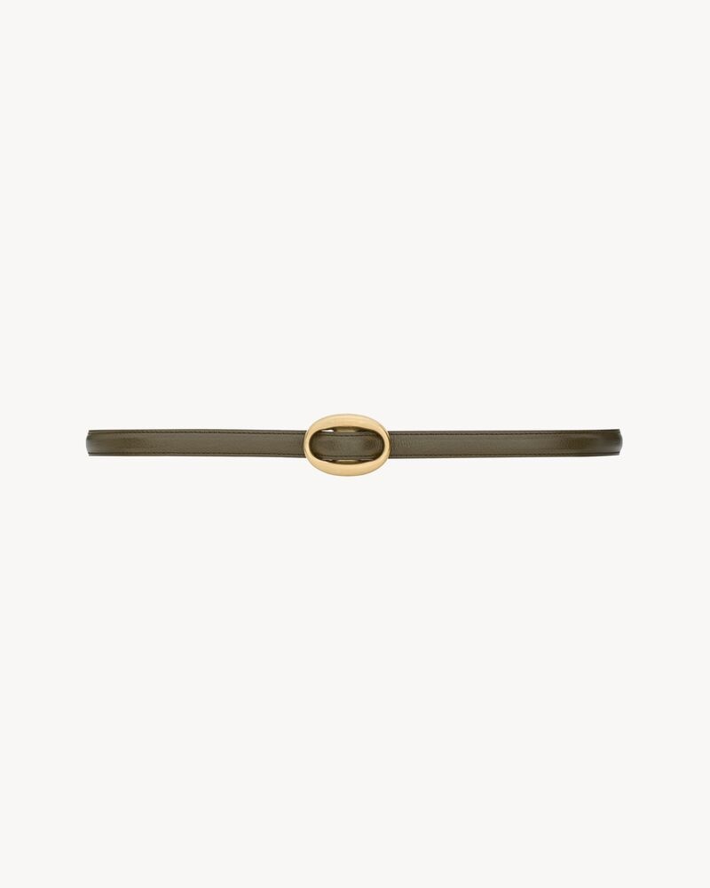 oval buckle thin belt in smooth leather