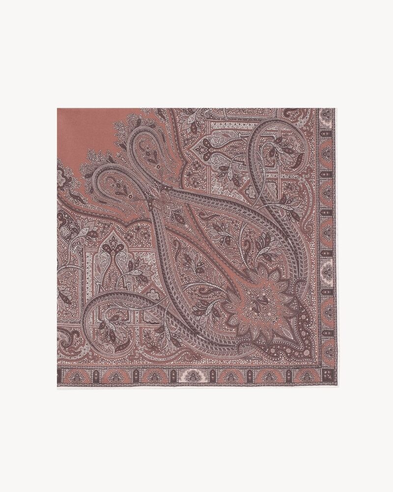 square scarf in paisley silk twill