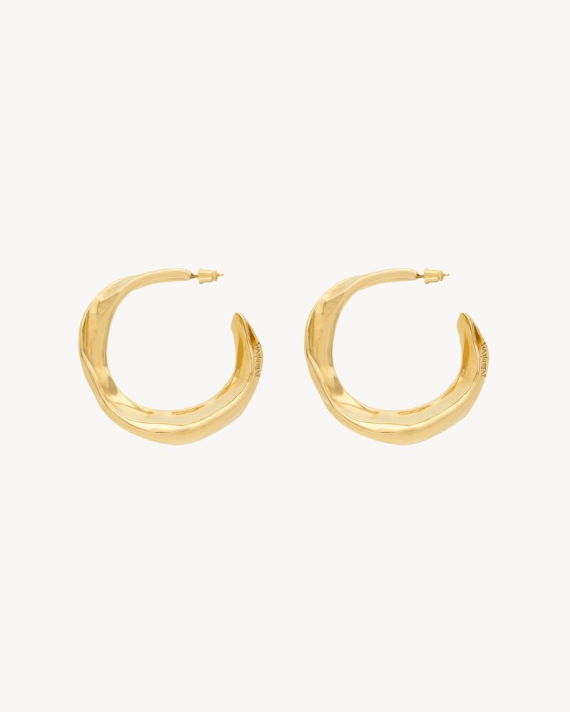 twisted leaf hoop earrings in metal