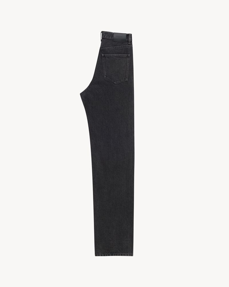 v-waist long baggy jeans in 90's french black denim