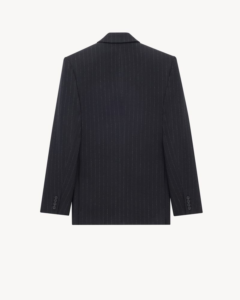 pinstripe jacket in brushed wool and cashmere flannel