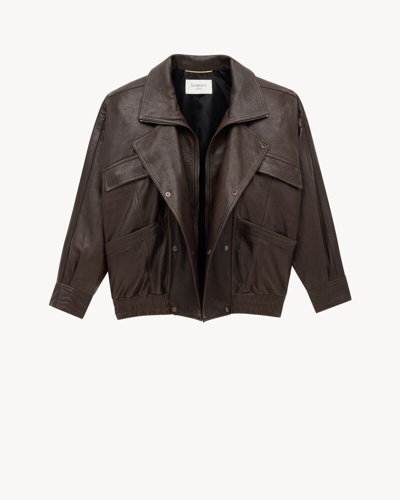 bomber jacket in bubbled lambskin