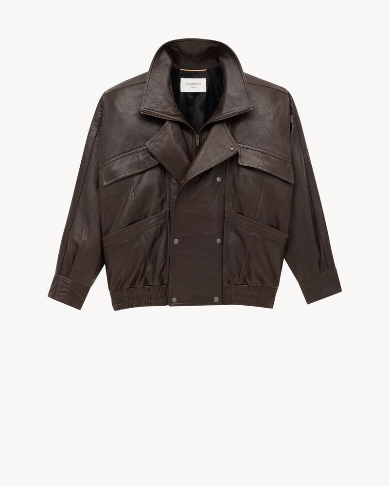 bomber jacket in bubbled lambskin