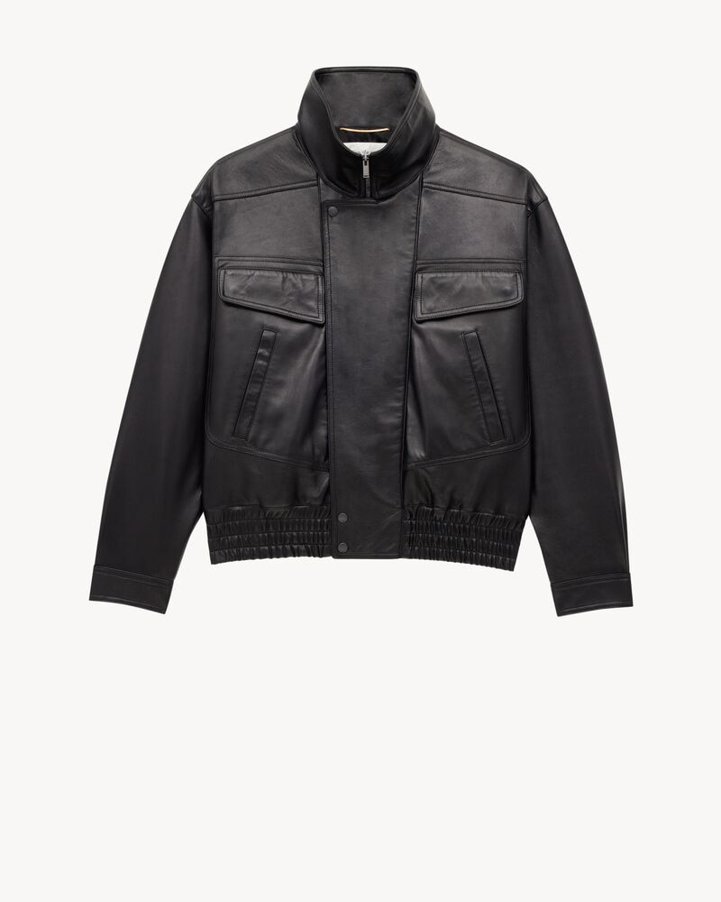 bomber jacket in plunged lambskin