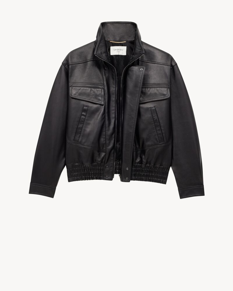 bomber jacket in plunged lambskin