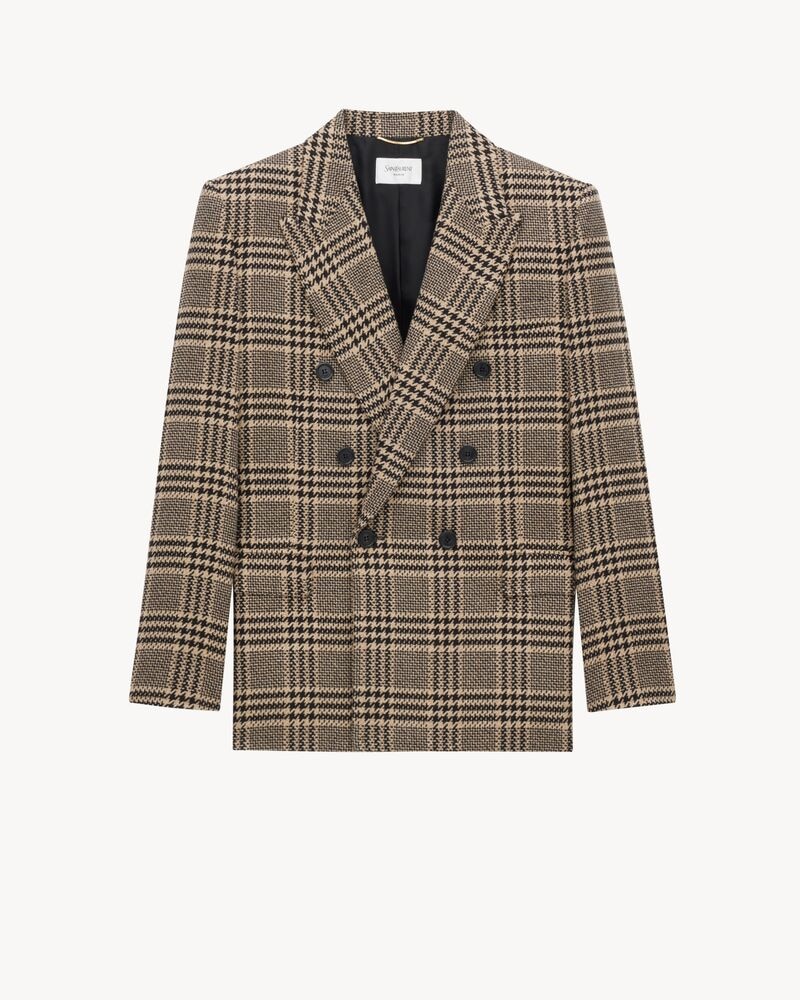 jacket in prince of wales silk and cashmere