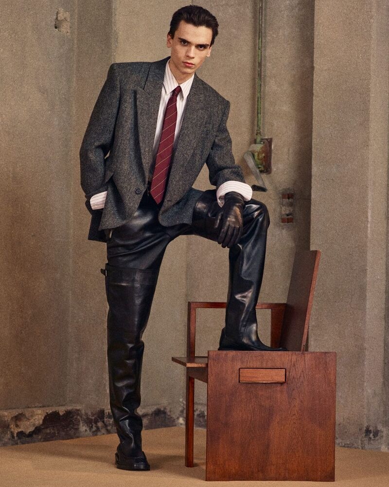 jacket in brushed herringbone wool