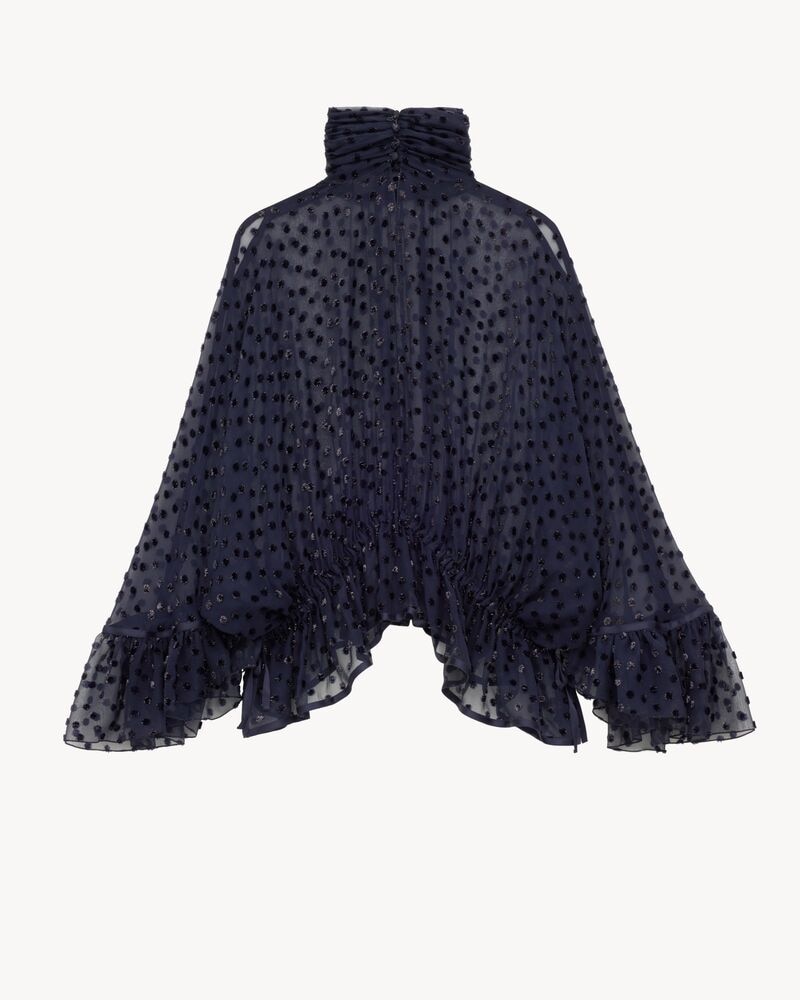 oversized blouse in lamé velvet dotted silk muslin