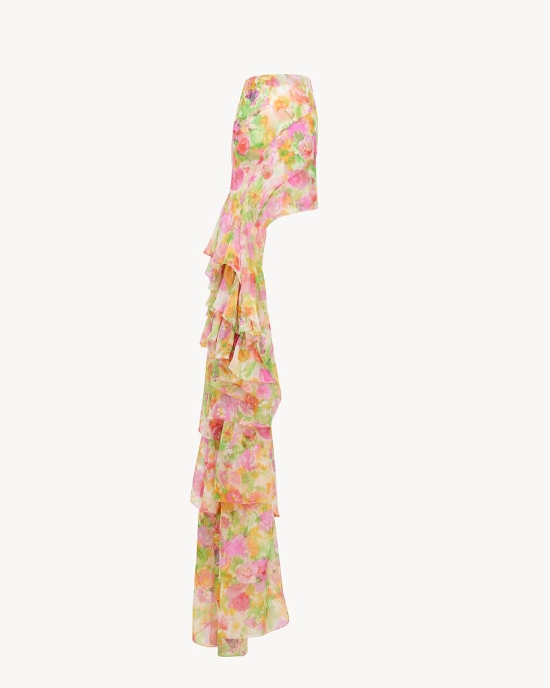 cascade skirt in floral silk muslin