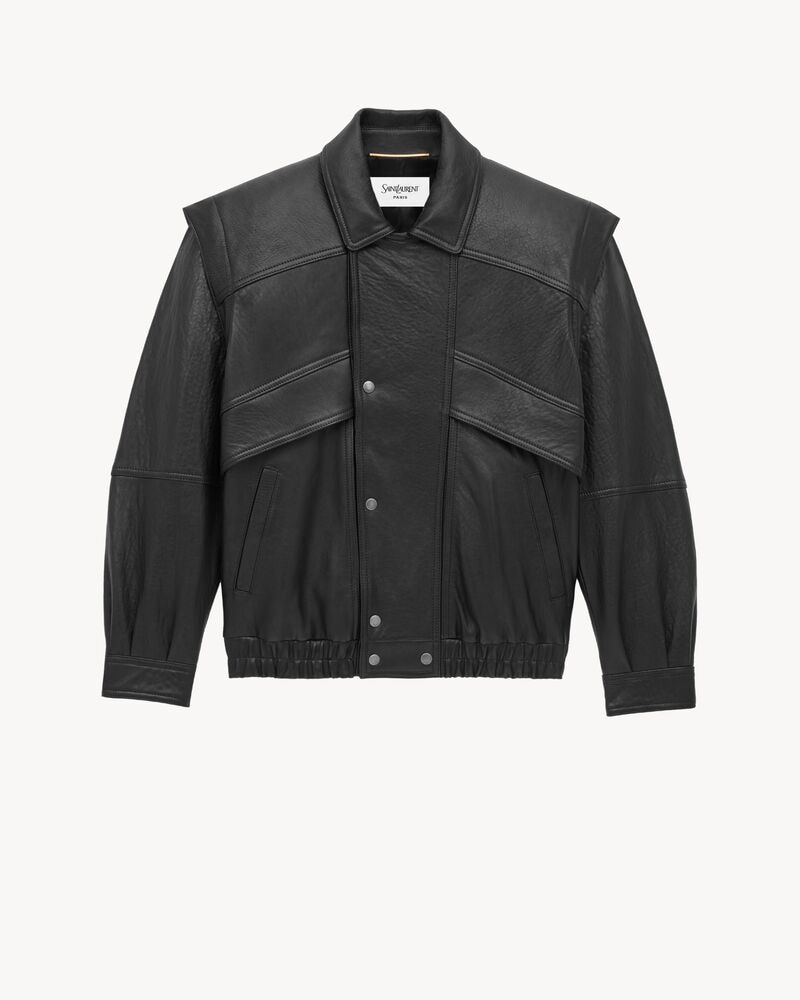 bomber jacket in bubbled lambskin