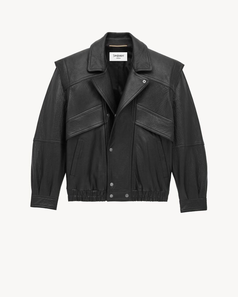 bomber jacket in bubbled lambskin