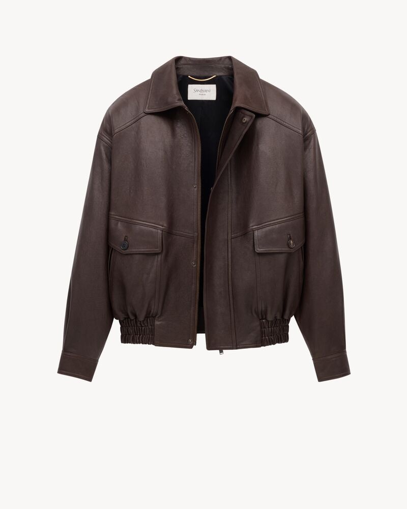 bomber jacket in bubbled lambskin