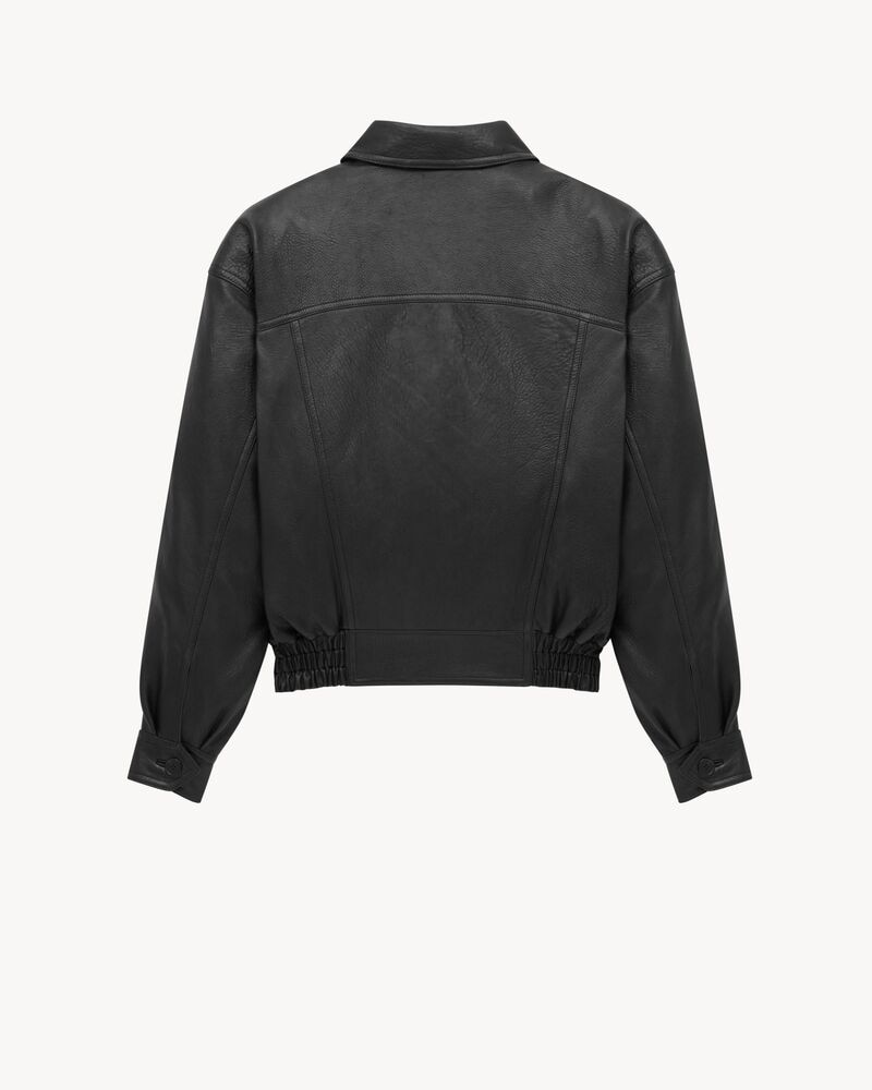 bomber jacket in bubbled lambskin