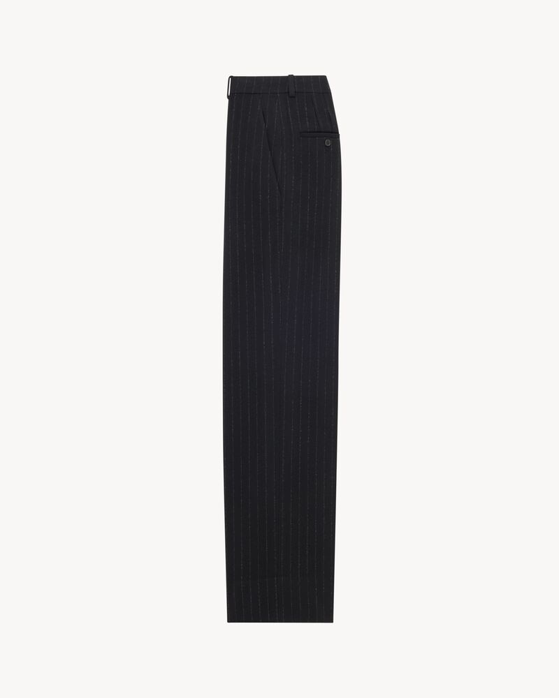 high-rise pinstripe pants in brushed wool and cashmere flannel