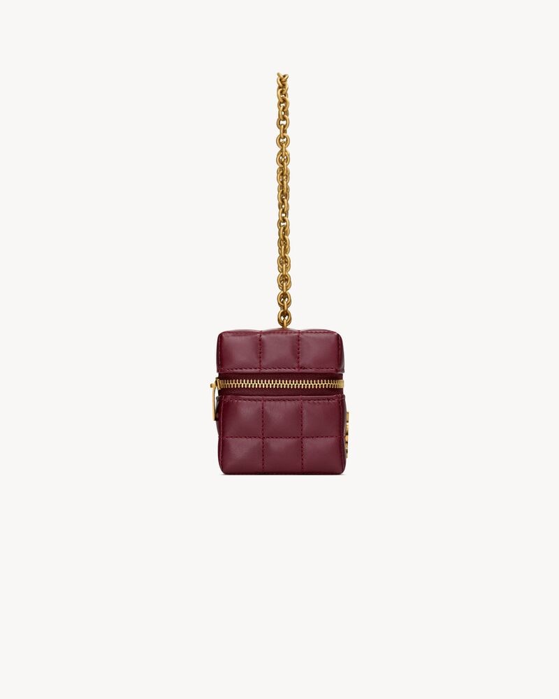 CASSANDRE MATELASSÉ CARRÉ mini cube on chain in shiny leather