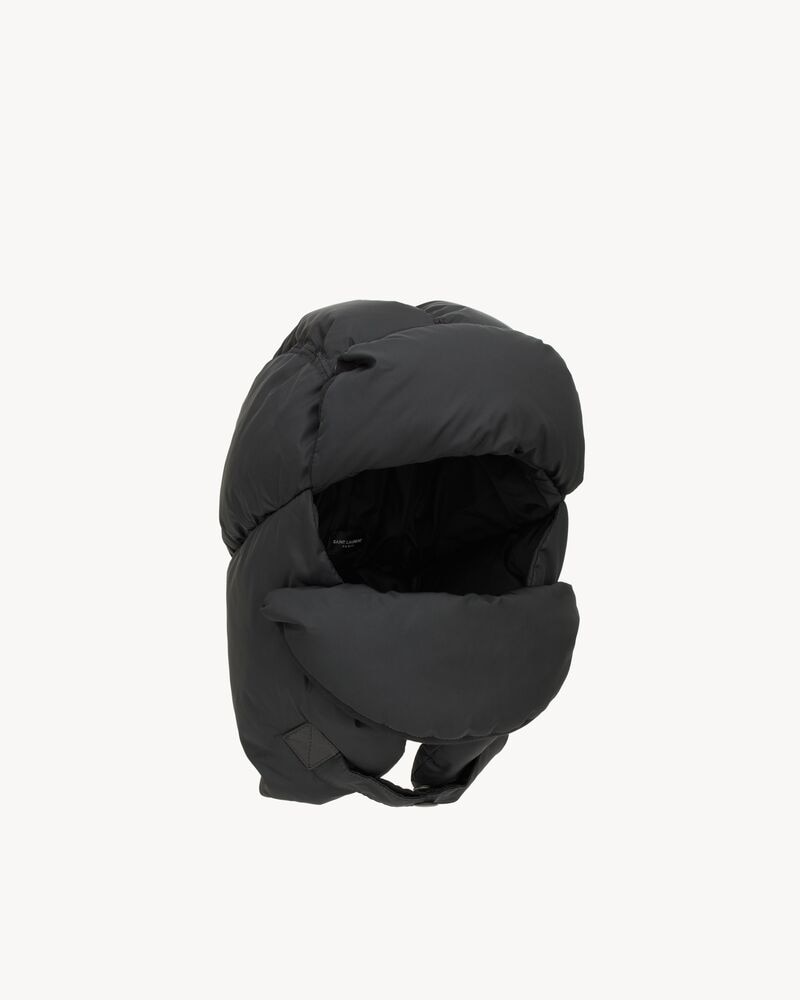 TRAPPER HAT IN NYLON, WOOL, CASHMERE, AND LEATHER