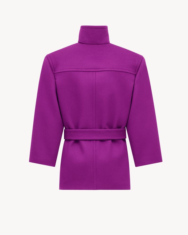 boxy belted coat in wool