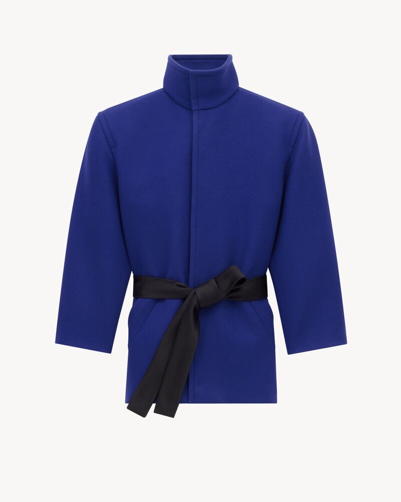 boxy belted coat in wool