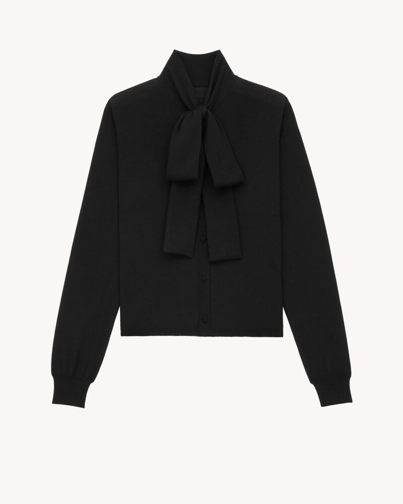 lavallière cardigan in cashmere, wool, and silk