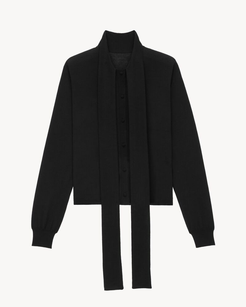 lavallière cardigan in cashmere, wool, and silk