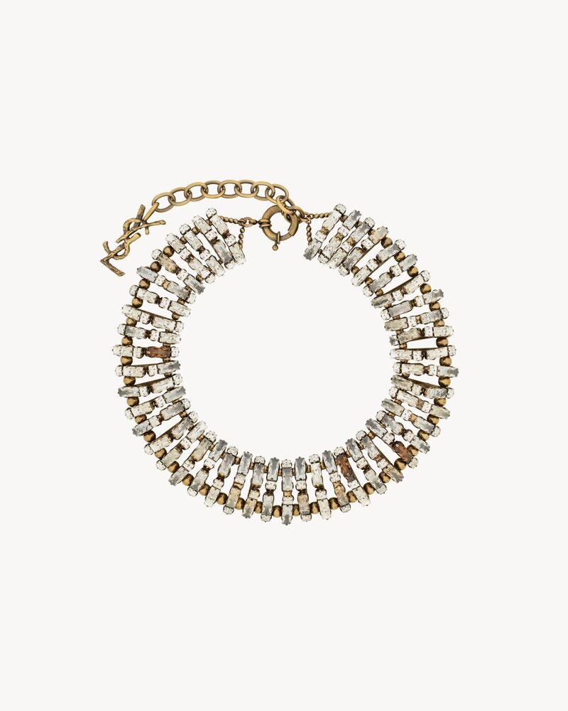 oversized crystal pyramid necklace in metal