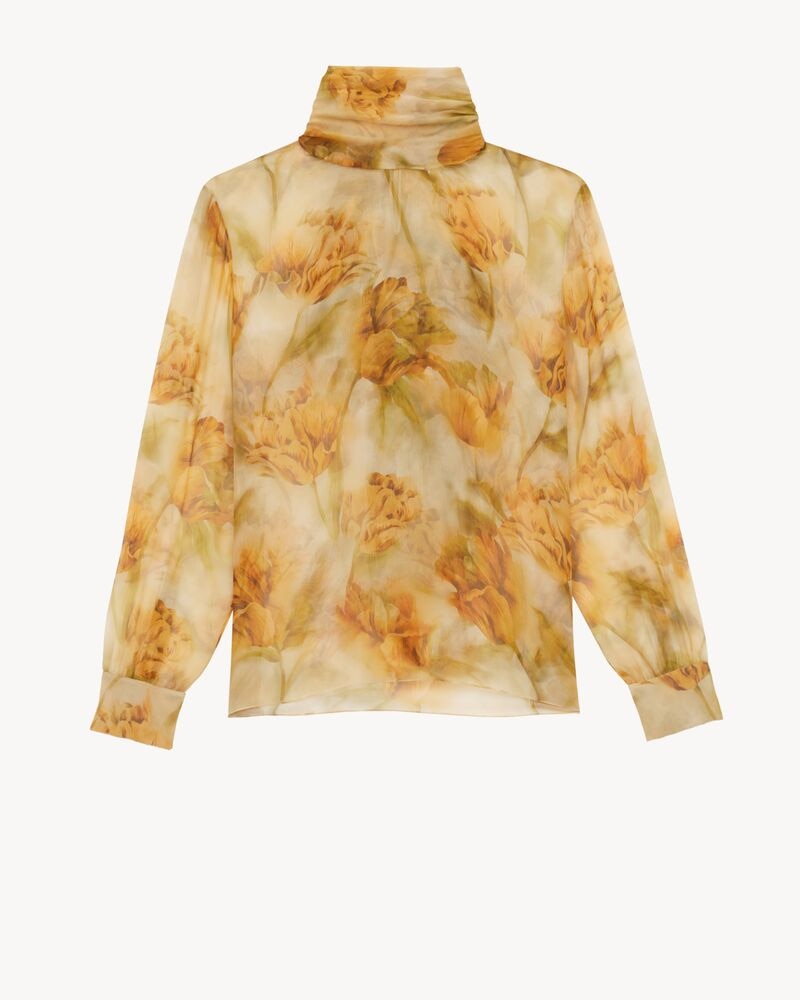 lavallière blouse in floral silk muslin