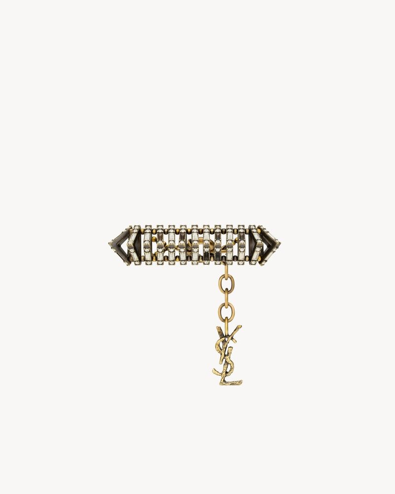 crystal pyramid bracelet in metal