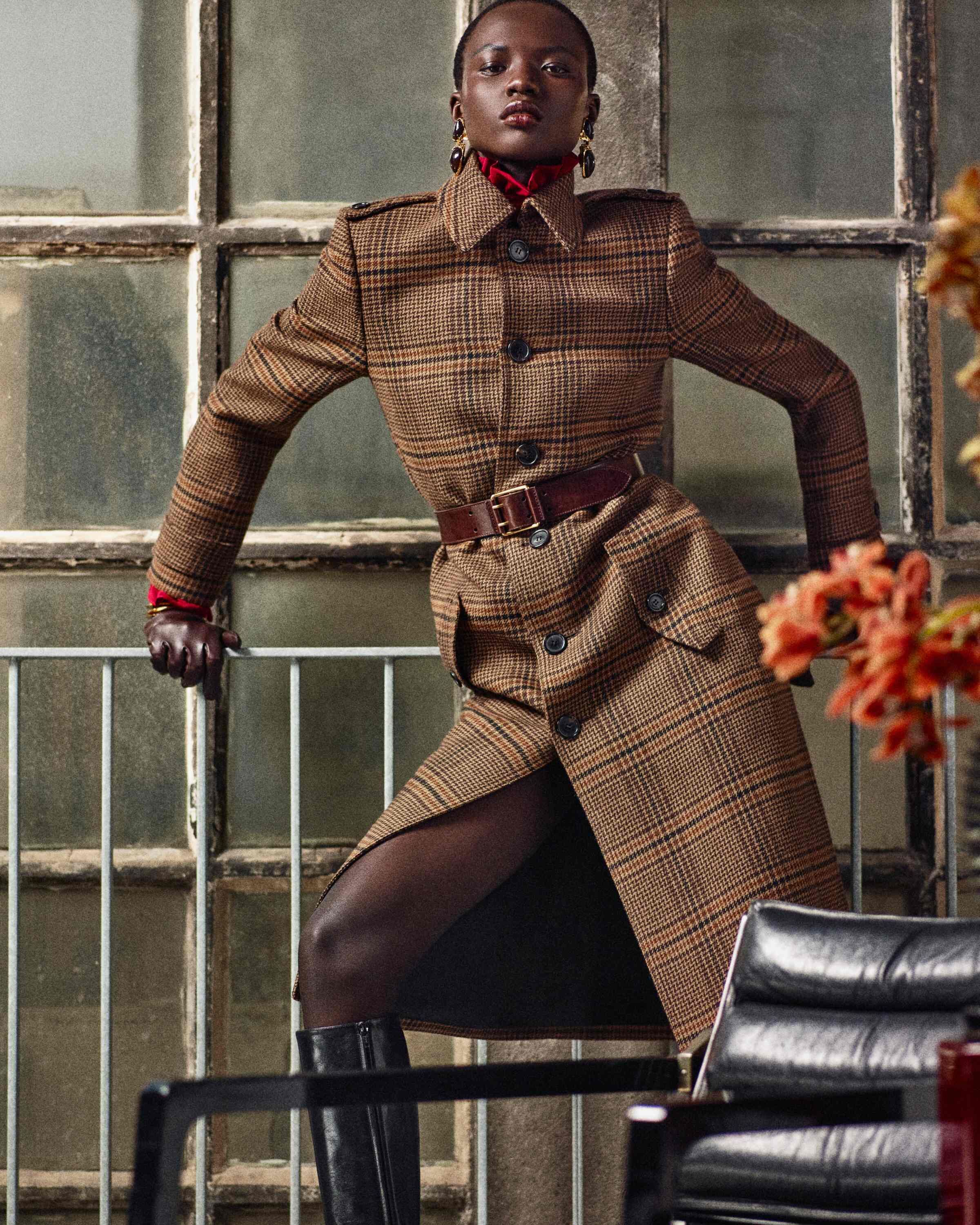 long coat in prince of wales wool